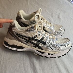 Asics Silver and Black Athletic Shoes